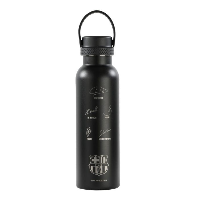Safta Botella Termo 600 ml F.C.Barcelona Negra, 25x7,3x7,3cm, para niños a partir de 3 años