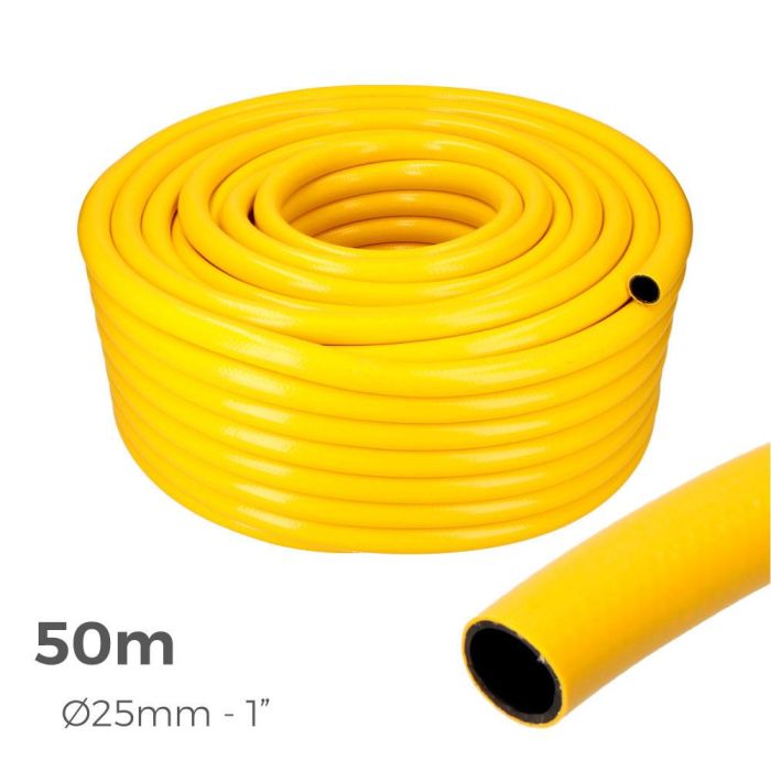 Edm Manguera Agrícola 50 m PVC 3 Capas Anti-Torsión UV y Anti-Algas 1" 25 mm