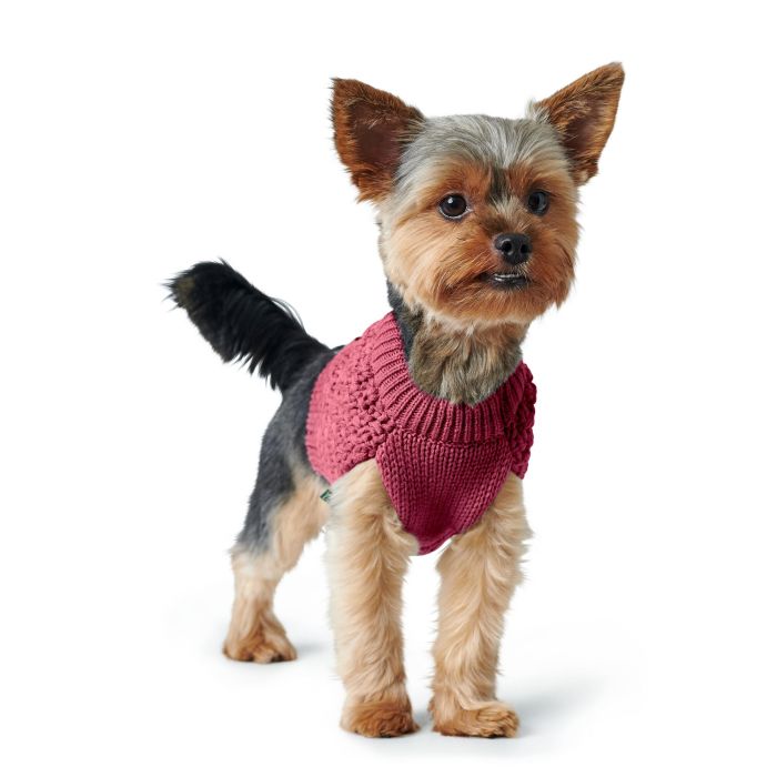 Hunter Jersey Pullover Malmö para Perro 30 cm Burdeos. Cálido, Suave, Diseño Trenzado Acrílico, Ajuste Ergonómico, Lavable 30°C. 1