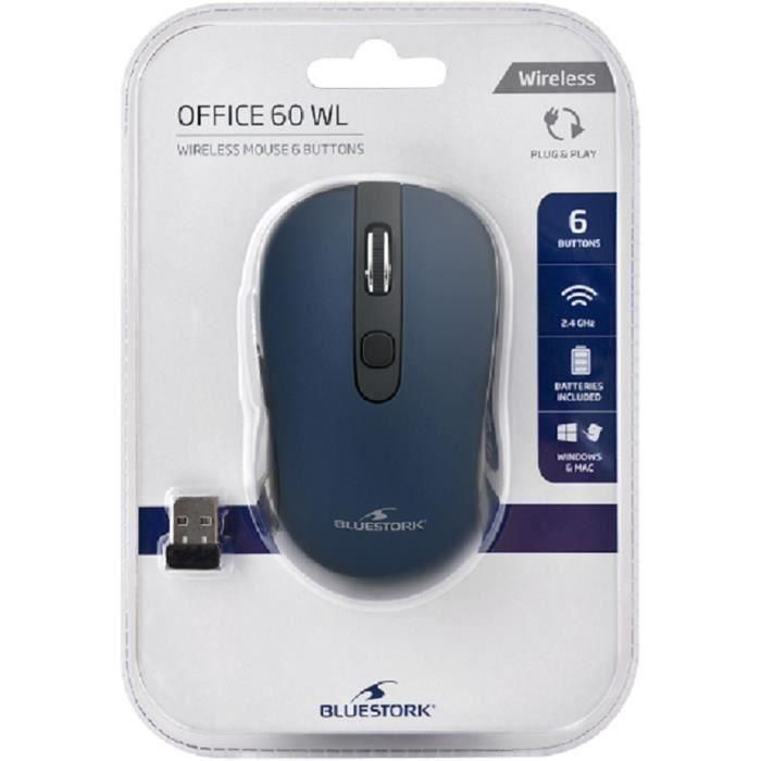 Bluestork M-WL-OFF60 ratón Ambidextro RF inalámbrico Óptico 1600 DPI 3