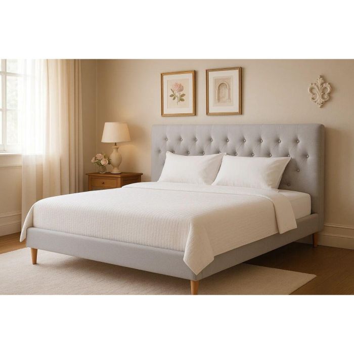 DKD Home Decor Cama Urban Crudo 219x104x170 cm para colchón de 150x200 de Poliéster y Madera 9