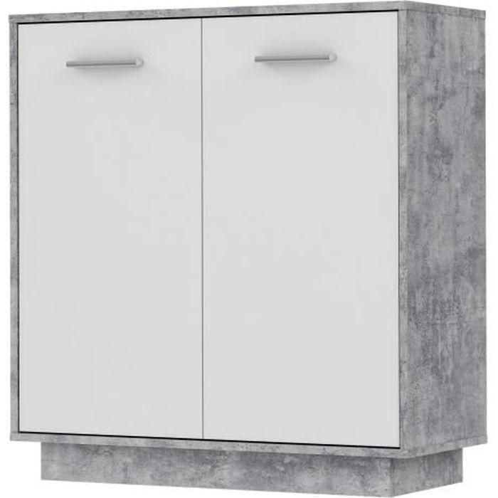 Unidad de almacenamiento PILVI con 2 puertas - Hormigón blanco y gris claro - An. 82,9 x An. 34,2 x Al. 88,1 cm Unidad de almacenamiento PILVI con 2 puertas - Hormigón blanco y gris claro - An. 82,9 x An. 34,2 x Al. 88,1 cm