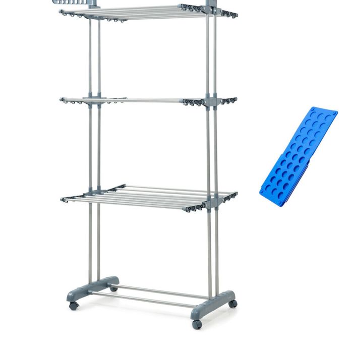 Pack Tendedero Plegable Vertical con Ruedas y Doblador de Ropa InnovaGoods