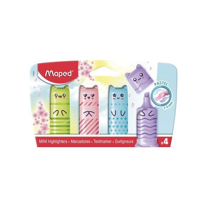 Marcador Fluor Maped Pastel Mini Estuche De 4