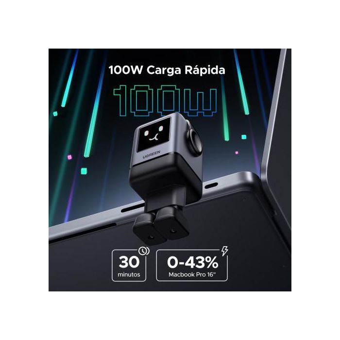 UGREEN 45515B Cargador USB-C 100W Carga Rápida GaN para Portátil, Teléfono Móvil, Batería Portátil, Gris 1