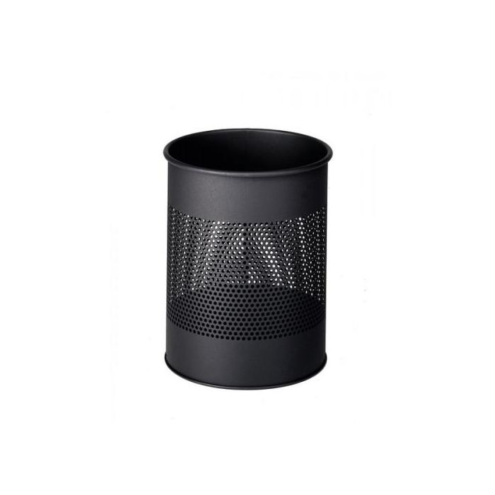 Durable Papelera Metálica 3310-01 15L Negra Perforada Metal Redonda 31.5cm Alto x 26cm Diámetro