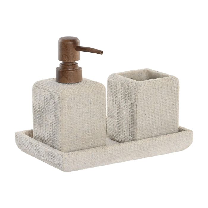 Baño Basicos DKD Home Decor Crema Marron 12.5 x 16 x 20 cm Set de 3 (2 Unidades) Baño Basicos DKD Home Decor Crema Marron 12.5 x 16 x 20 cm Set de 3 (2 Unidades)