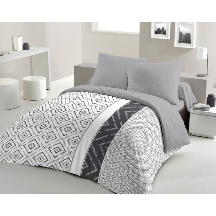 Juego nórdico de microfibra ETHNO - 1 funda nórdica 220 x 240 cm + 2 fundas de almohada 63 x 63 cm - Gris Juego nórdico de microfibra ETHNO - 1 funda nórdica 220 x 240 cm + 2 fundas de almohada 63 x 63 cm - Gris