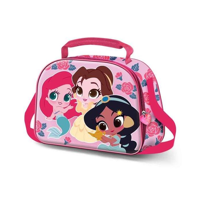 Karactermania Bolsa Portamerienda 3D Princesas Disney Flowers 25,5 x10 x20 cm Infantil con Cremallera y Forro Isotérmico