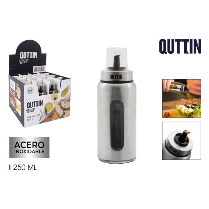 Quttin Aceitera de Acero Inoxidable 250 ml, 6x18 cm (16 Unidades)