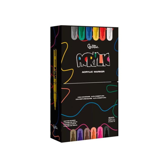 Rotulador Liderpapel Acrylic Base Agua Todo Tipo De Superficie Punta Redonda 3 mm Caja De 12 Unidades Colores 1 Rotulador Liderpapel Acrylic Base Agua Todo Tipo De Superficie Punta Redonda 3 mm Caja De 12 Unidades Colores 1