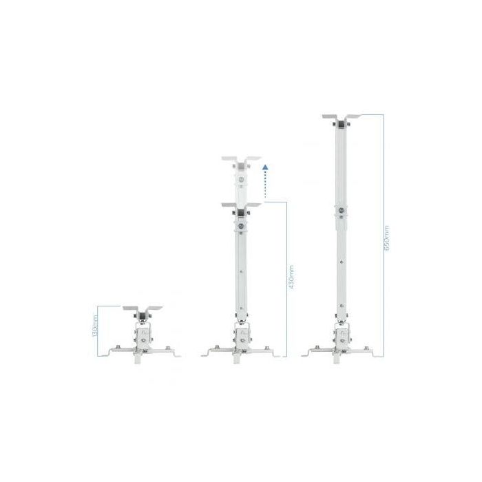 TooQ PJ2012T-W Soporte de Techo para Proyector, Metálico Inclinable +/-15°, Carga 20kg, Altura Ajustable 13-65cm, Blanco 1 TooQ PJ2012T-W Soporte de Techo para Proyector, Metálico Inclinable +/-15°, Carga 20kg, Altura Ajustable 13-65cm, Blanco 1