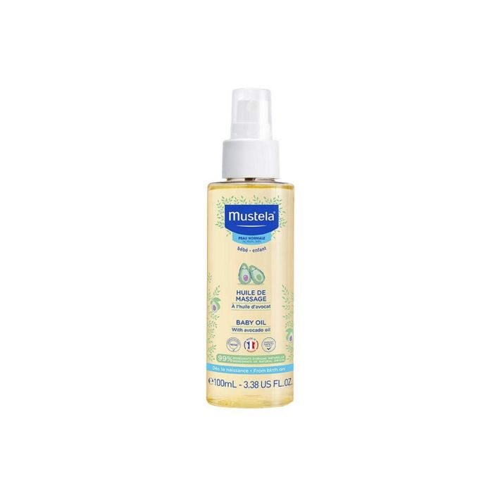 Mustela Aceite de Masaje Bebé con Aguacate 99% Natural Hidratante Suavizante Piel Sensible Desde el Nacimiento 100 ml