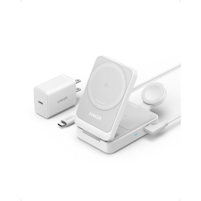 Anker MagGo Cargador Inalámbrico 15W, Estación de Carga 3 en 1 para iPhone, AirPods y Apple Watch 1