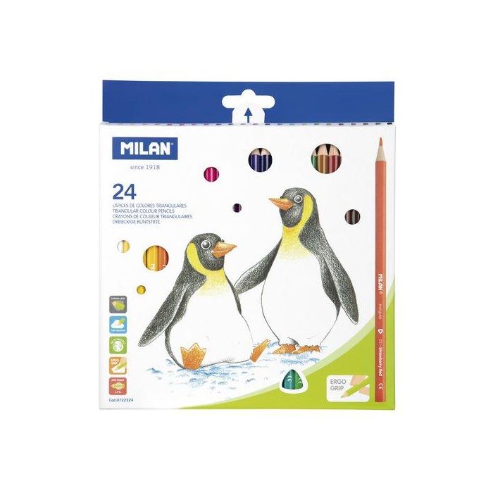 Lapices De Colores Milan Ergo Grip Triangulares Estuche De 24