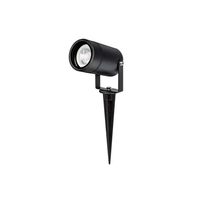 Foco de Jardín con Pincho GU10 de Aluminio Negro IP65 - Iluminación Exterior Direccional Basculante para Caminos y Patios