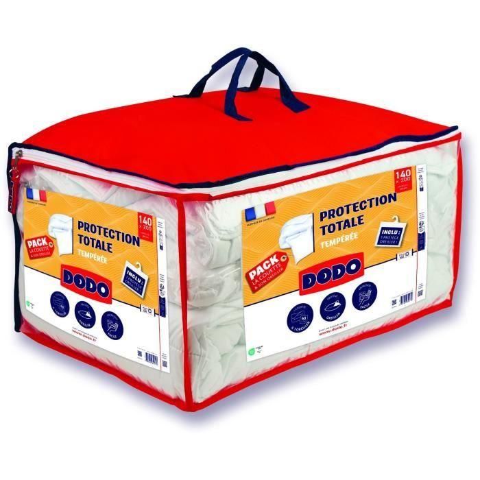 Paquete de protección: edredón 140x200 cm + funda de almohada + 1 protector de almohada - hecho en Francia Paquete de protección: edredón 140x200 cm + funda de almohada + 1 protector de almohada - hecho en Francia