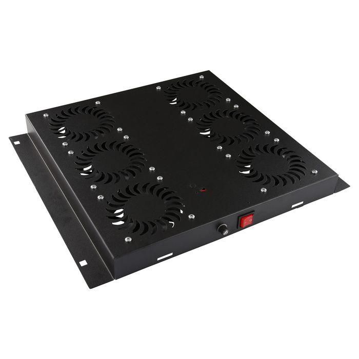 Lanview Logon RAF125BL Módulo Ventilador de 6 Ventiladores con Termostato Analógico para Rack y Techo Negro Flujo 840m³/h