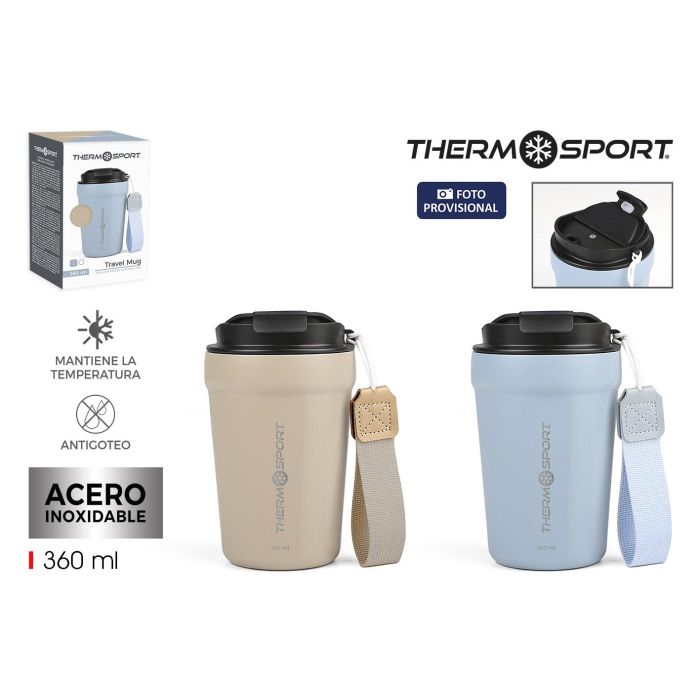 Thermosport Travel Mug de Acero para Café, 2 Surtidos, 360 ml (12 Unidades)