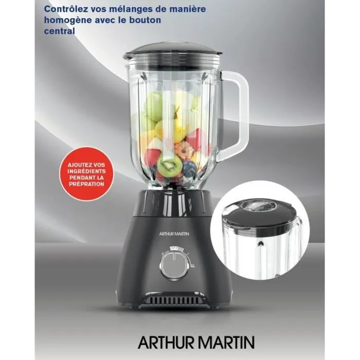 Arthur Martin Batidora de Vaso AMPB40 1.5L 400W 2 Velocidades + Pulso 1 Arthur Martin Batidora de Vaso AMPB40 1.5L 400W 2 Velocidades + Pulso 1