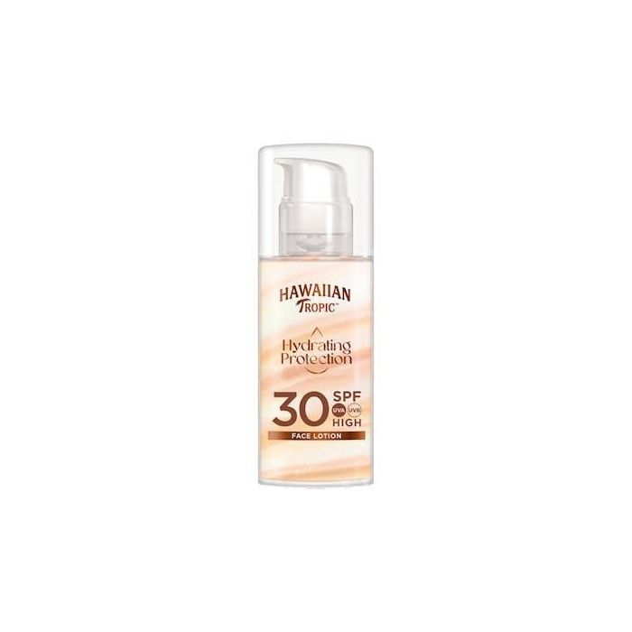 Hawaiian Tropic Loción Solar Facial Silk Air Soft SPF30 Hidratante Ligera con Antioxidantes y Resistente al Agua 50 ml