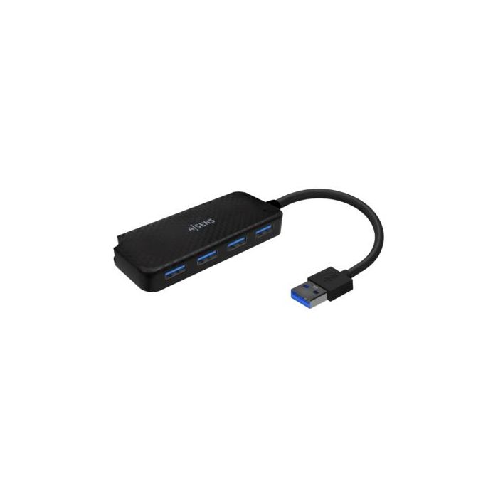 AISENS - HUB USB 3.0, TIPO A/M-4XTIPO A/H, NEGRO, 15CM
