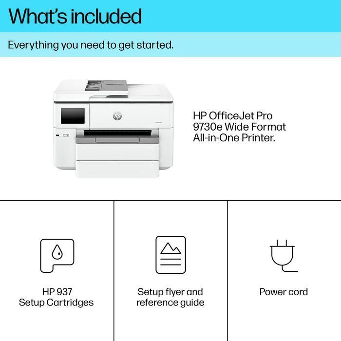 HP Impresora Todo en Uno Formato Ancho OfficeJet Pro 9730e Inyección de Tinta Color Profesional para Negocios