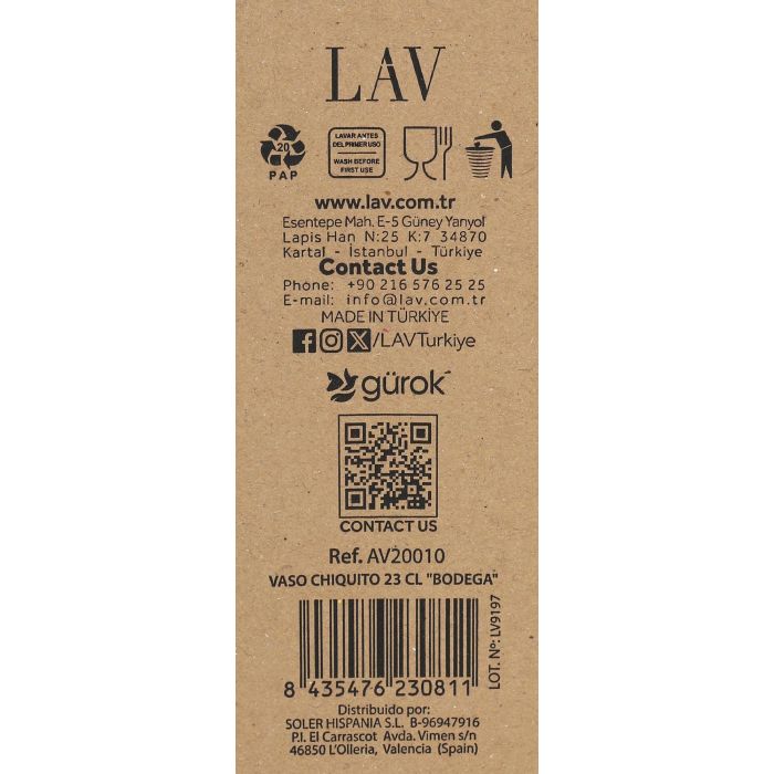 Lav Vaso Chiquito 23 cl Bodega (48 Unidades) 3