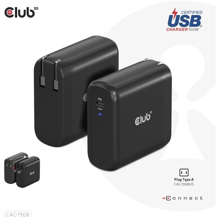 Club3D Ladegerät 1xUSB Typ C PD 100W. GaN retail 3 Club3D Ladegerät 1xUSB Typ C PD 100W. GaN retail 3