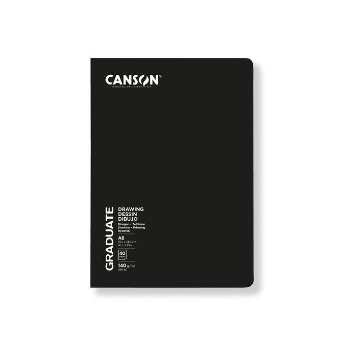 Cuaderno De Dibujo Canson Graduate Dessin Grapado Grano Suave Tapa Blanda A6 140G 20H (Set de 5)