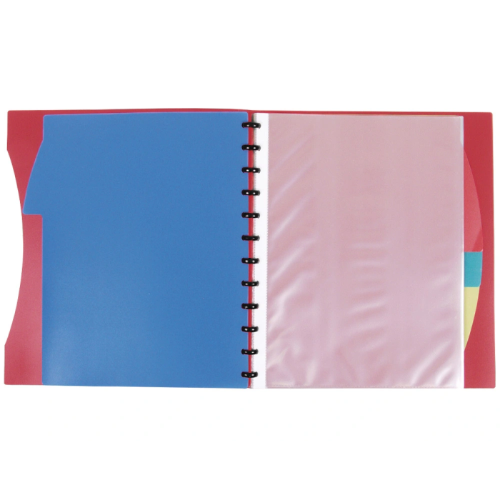 Carpeta Liderpapel A4 con 40 Fundas Intercambiables, 5 Separadores, Sobre, Portada Personalizable y Gomilla, Rojo 2