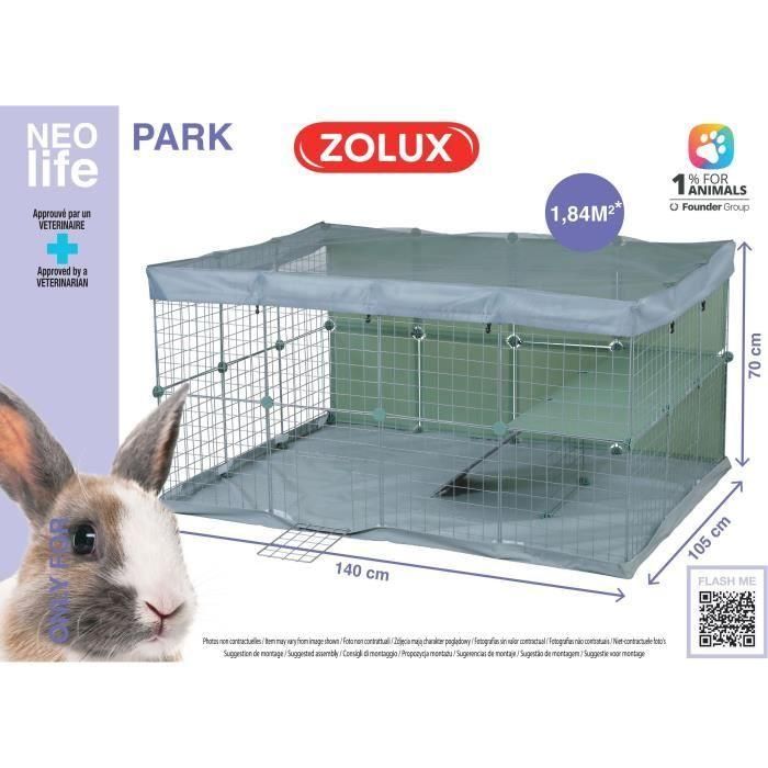 ZOLUX ZOL1713272885618 Recinto Modular Neo Park para Conejos y Pequeños Animales 140x105x70 cm (1,84 m²) 1