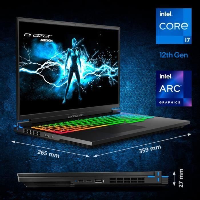 PC Laptop Gamer Medion Erazer Major X10 | 16 QHD+ 165Hz - Intel Arc A730M - Intel Core i7-12700H - RAM 16GB - 1TO SSD - Win 11 - 5 PC Laptop Gamer Medion Erazer Major X10 | 16 QHD+ 165Hz - Intel Arc A730M - Intel Core i7-12700H - RAM 16GB - 1TO SSD - Win 11 - 5