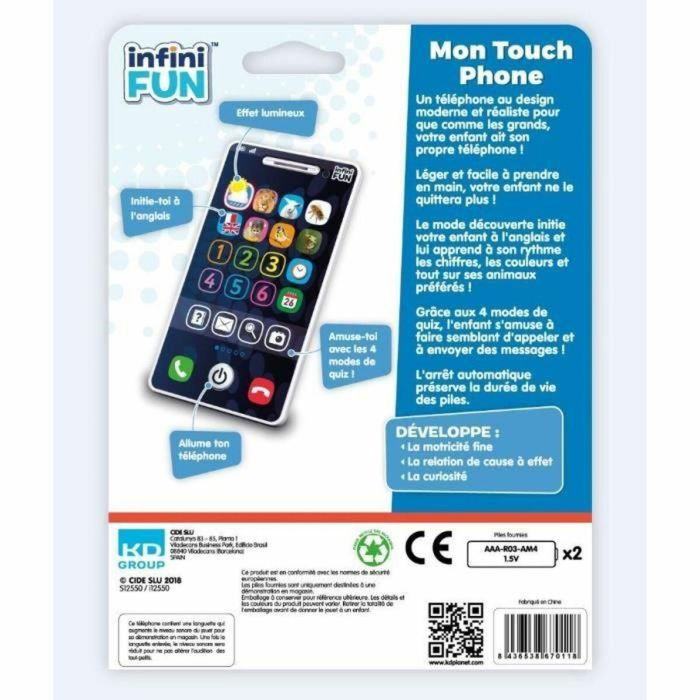 TALDEC Infini Fun Smartphone Educativo Bilingüe para Bebés y Niños a Partir de 12 Meses con 4 Modos de Juego 4 TALDEC Infini Fun Smartphone Educativo Bilingüe para Bebés y Niños a Partir de 12 Meses con 4 Modos de Juego 4