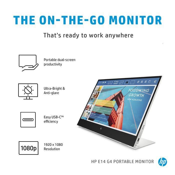 HP E14 G4 Monitor Portátil - Pantalla Brillante para Trabajar en Cualquier Lugar, Conexión USB-C 11