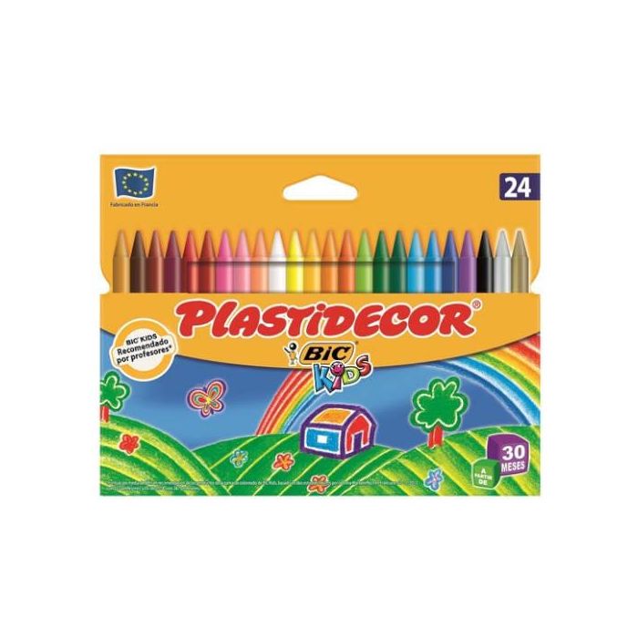 Lapices Cera Plastidecor Caja De 24 Colores Surtidos Lapices Cera Plastidecor Caja De 24 Colores Surtidos