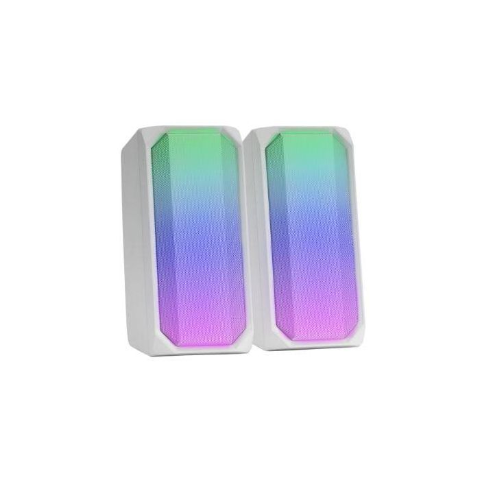 Mars Gaming MSRGBW Altavoces Gaming 2.0 con Bluetooth 5.0, 15W de Potencia, Iluminación RGB FULL MESH y Procesador DSP, Blancos