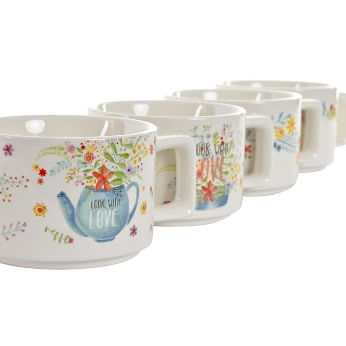 DKD Home Decor Café Shabby Folk Cook with Love Multicolor Dolomita Bambú Metal Set de 4 Piezas 10.5 x 25 x 13.5 cm 2