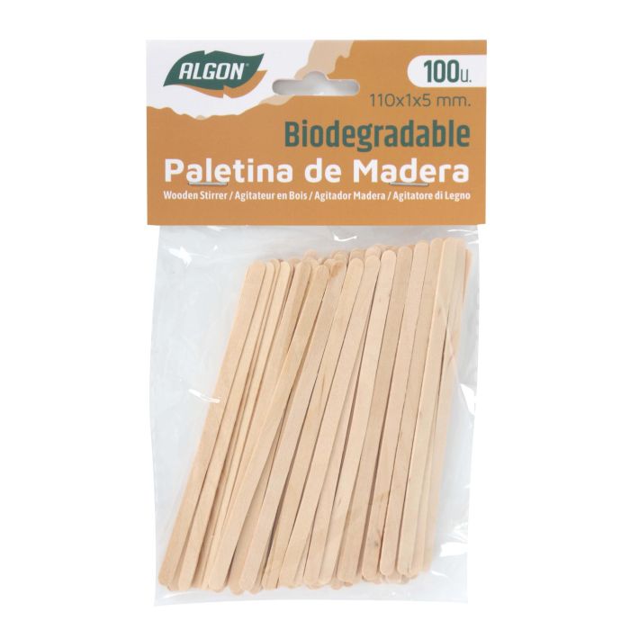 Set de 100 paletinas de madera Algon 110x1x5 mm (24 Cajas) 1
