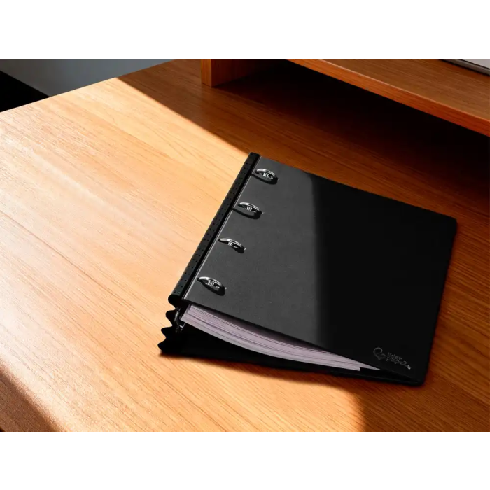 Liderpapel Carpeta de anillas DIN A4, 4 anillas 25 mm, Polipropileno, Lomo extensible 4 cm, Negro 8