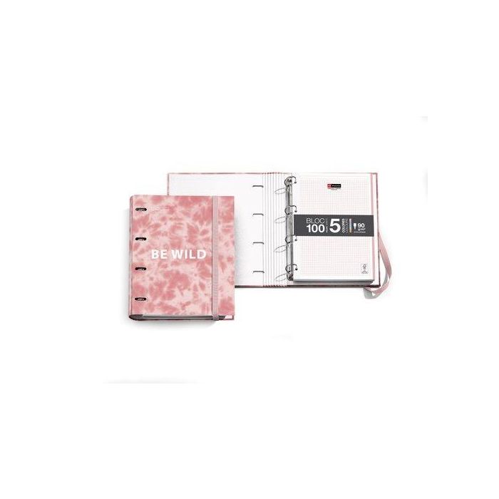 Carpebloc Miquelrius Antiviral Tie Dye Carton Forrado A4 4 An.Mixtas 35Mm Con Rec.100 Hj. 90 Gr. Rosa