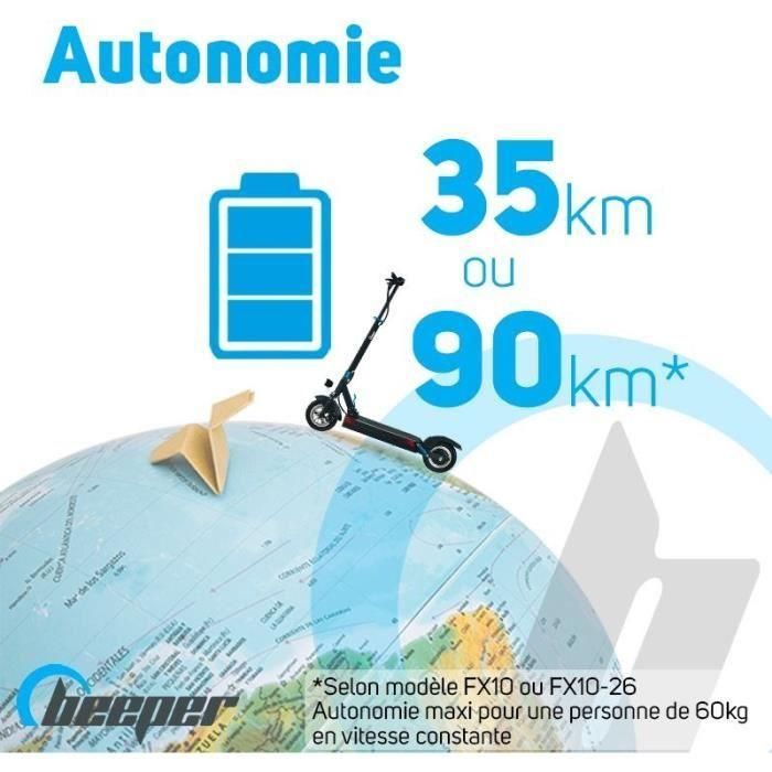 Patinete eléctrico con alarma 10 Pulgadas - BEEPER - MAX FX10-G2-8 - 500W - 48V - 8Ah 2 Patinete eléctrico con alarma 10 Pulgadas - BEEPER - MAX FX10-G2-8 - 500W - 48V - 8Ah 2