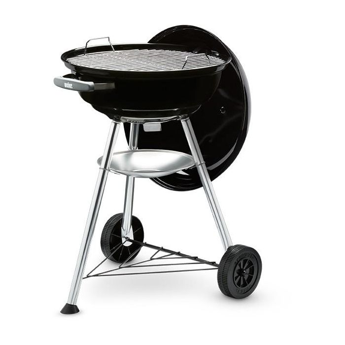 Weber Compact Kettle Barbacoa de Carbón Ø47 cm, para 6 personas, cuerpo acero esmaltado, rejilla de cocción cromada, Color Negro 1