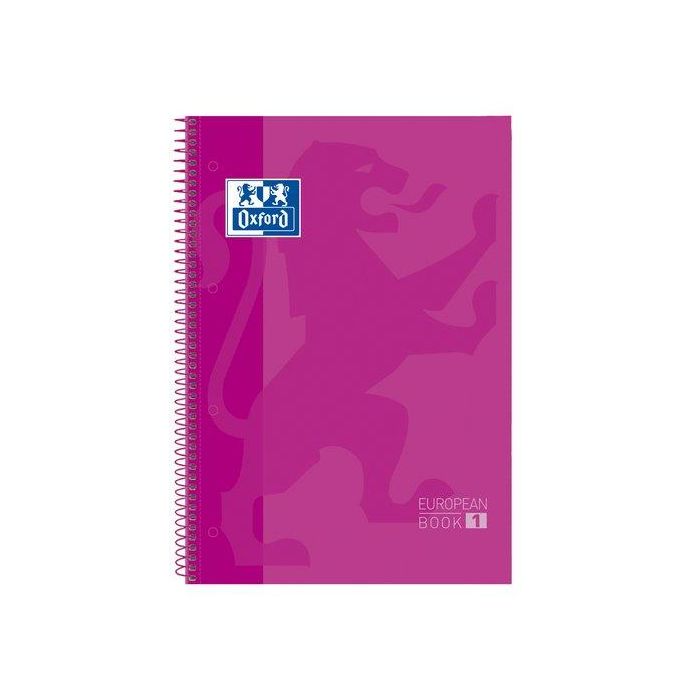 Oxford Bloc Espiral European Book A4+ 80 Hojas Cuadrícula 5mm Tapa Extradura Rosa Papel OPTIKPAPER+ 90g