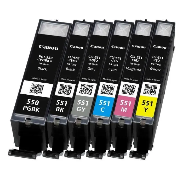 Canon PGI-550 / CLI-551 Multipack Cartuchos de Tinta Originales C, M, Y, BK, GY - 6 Colores 1