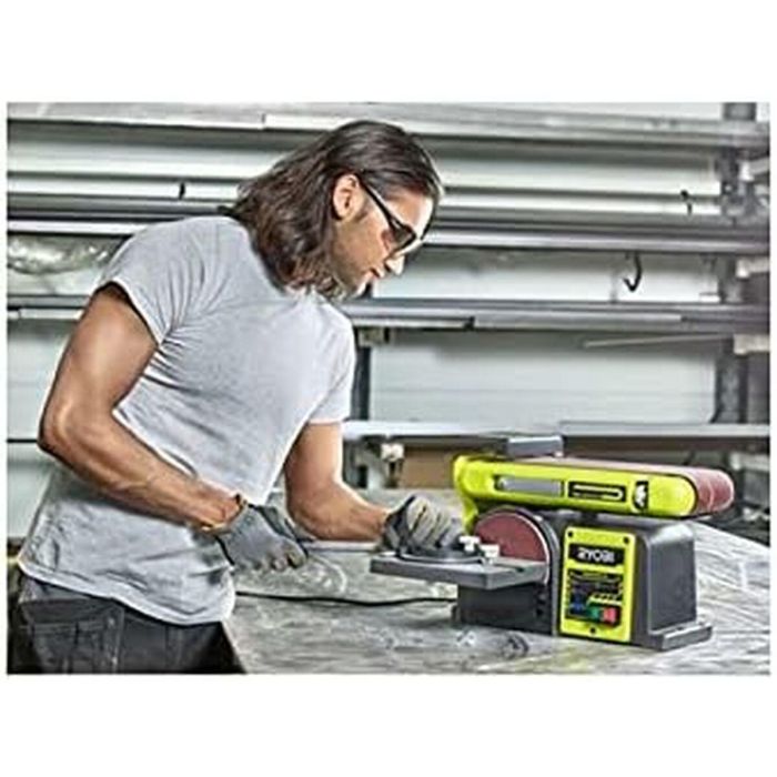 Ryobi Lijadora Fija de Banda y Disco 370W, Motor Inducción, Correa 100x914mm, Disco Ø150mm, Sistema Autoadhesivo 1 Ryobi Lijadora Fija de Banda y Disco 370W, Motor Inducción, Correa 100x914mm, Disco Ø150mm, Sistema Autoadhesivo 1