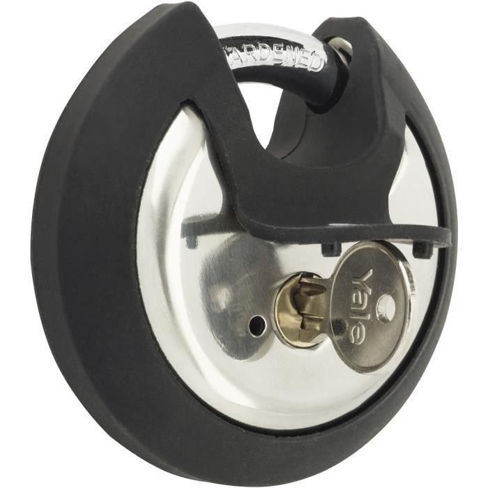 Candado de disco de acero inoxidable - YALE - Y130B/70/116/1 - 70 mm - Arco protegido de acero cementado - 3 llaves 4 Candado de disco de acero inoxidable - YALE - Y130B/70/116/1 - 70 mm - Arco protegido de acero cementado - 3 llaves 4