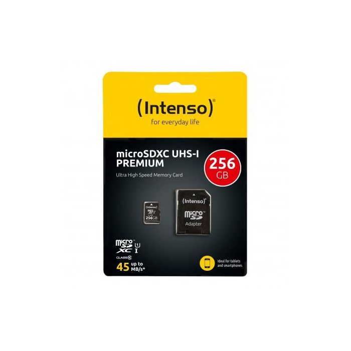 Tarjeta de Memoria Micro SD con Adaptador INTENSO 3423492 256 GB