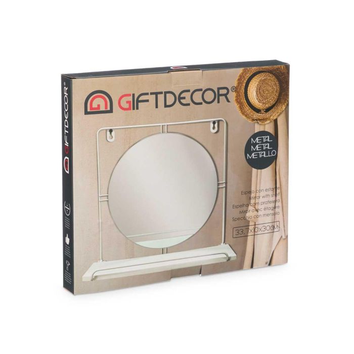 Espejo con estante para pared negro Giftdecor 33.7x30x10 cm - Metal, MDF, Vidrio (4 Unidades) 2 Espejo con estante para pared negro Giftdecor 33.7x30x10 cm - Metal, MDF, Vidrio (4 Unidades) 2