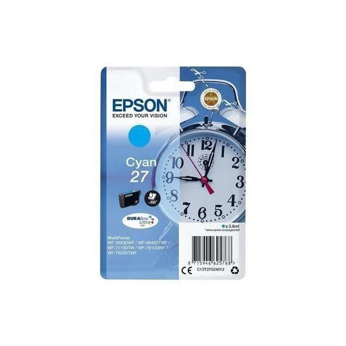 Epson WorkForce WF-3000 y WF-7000 Cartucho Cian nº27 Epson WorkForce WF-3000 y WF-7000 Cartucho Cian nº27